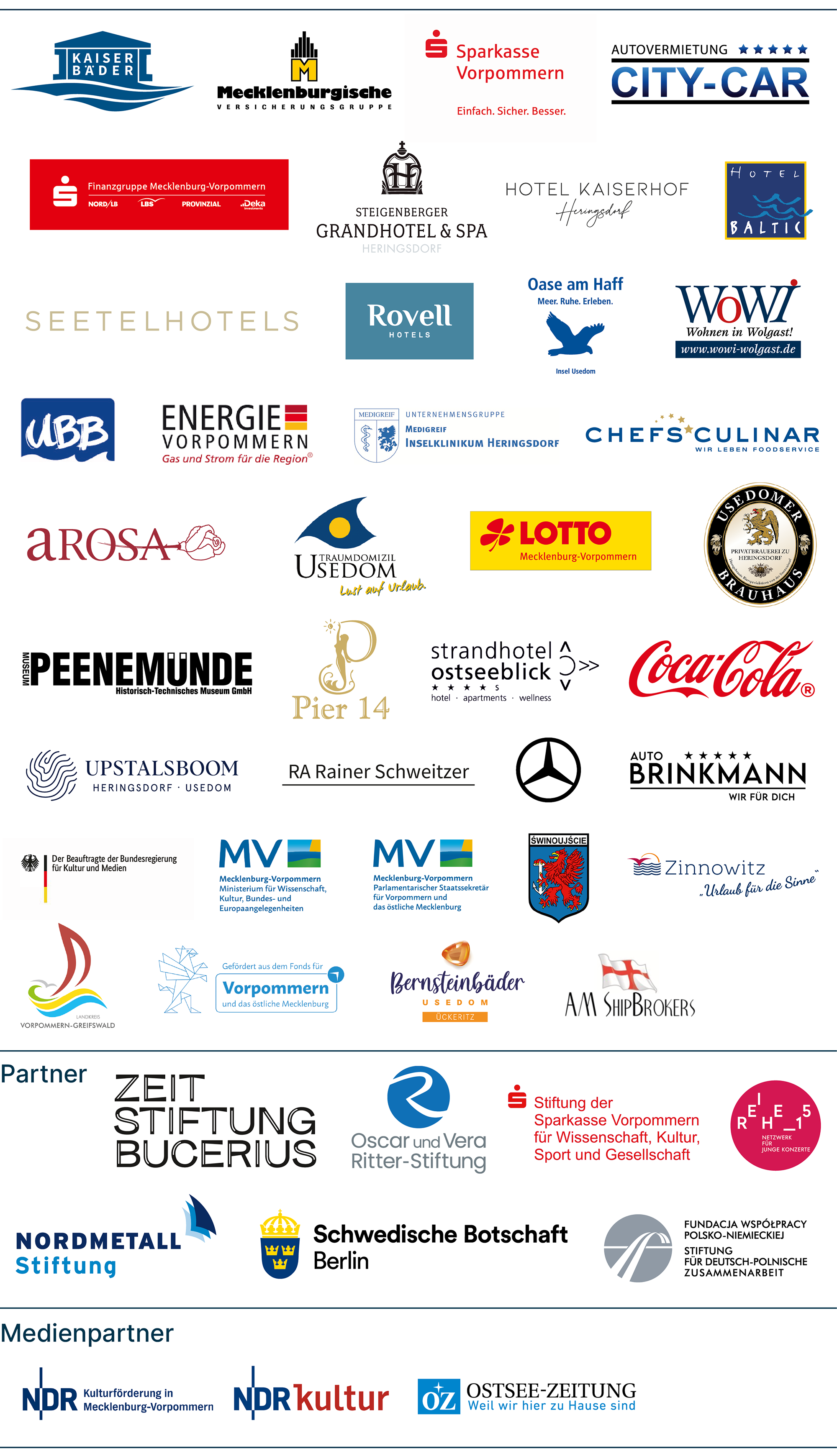 Sponsorvägg 2026 Sponsorer för Usedomer Musikfestival